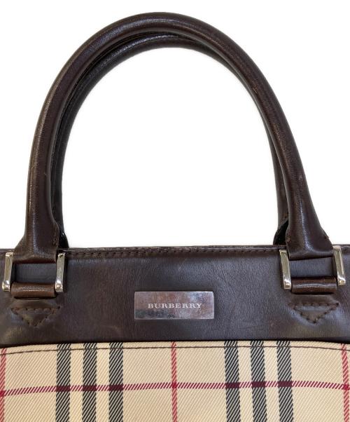 BURBERRY（バーバリー）BURBERRY (バーバリー) ノカチェックレザーハンドバッグ アイボリー×ブラウンの古着・服飾アイテム
