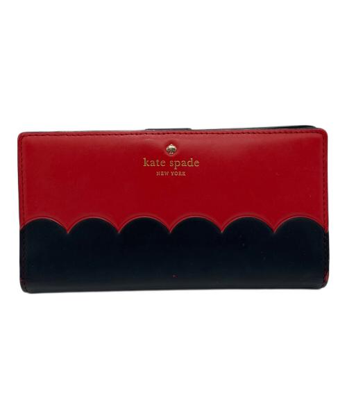 Kate Spade（ケイトスペード）Kate Spade (ケイトスペード) 2つ折り長財布 レッド×ブラックの古着・服飾アイテム