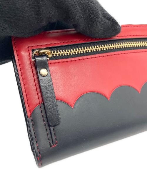 Kate Spade（ケイトスペード）Kate Spade (ケイトスペード) 2つ折り長財布 レッド×ブラックの古着・服飾アイテム