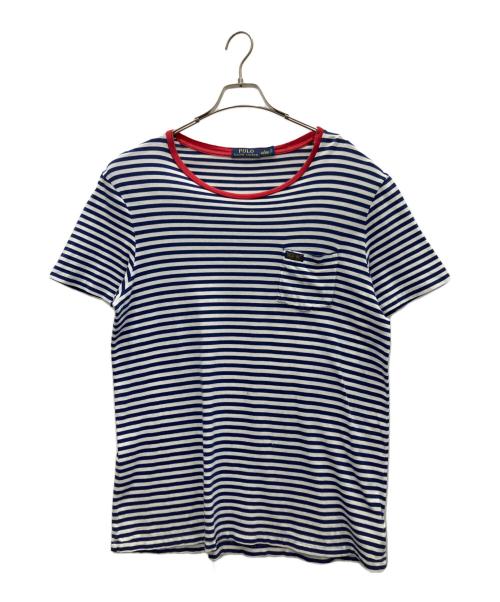 POLO RALPH LAUREN（ポロ・ラルフローレン）POLO RALPH LAUREN (ポロ・ラルフローレン) ポケットTシャツ ブルー×ホワイト サイズ:SIZE Lの古着・服飾アイテム