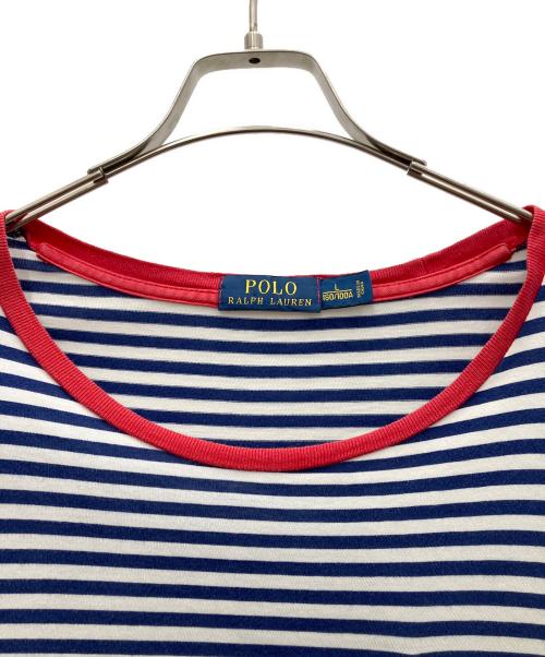 POLO RALPH LAUREN（ポロ・ラルフローレン）POLO RALPH LAUREN (ポロ・ラルフローレン) ポケットTシャツ ブルー×ホワイト サイズ:SIZE Lの古着・服飾アイテム