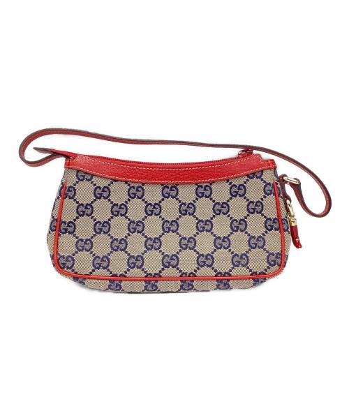 GUCCI（グッチ）GUCCI (グッチ) ハンドポーチ レッド×グレーの古着・服飾アイテム