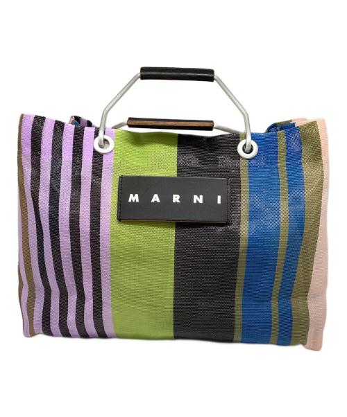 MARNI（マルニ）MARNI (マルニ) フラワーカフェストライプバッグ グリーン×パープルの古着・服飾アイテム