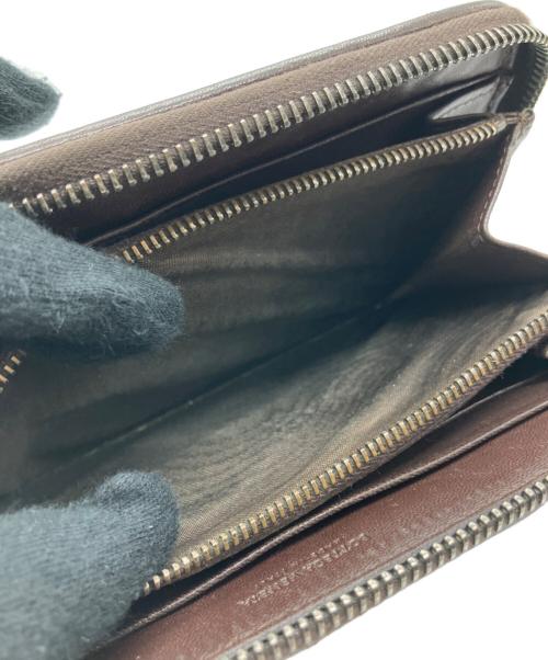 BOTTEGA VENETA（ボッテガベネタ）BOTTEGA VENETA (ボッテガベネタ) イントレチャート ラウンドファスナー長財布 ダークブラウンの古着・服飾アイテム