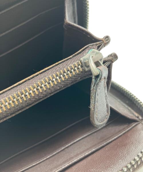 BOTTEGA VENETA（ボッテガベネタ）BOTTEGA VENETA (ボッテガベネタ) イントレチャート ラウンドファスナー長財布 ダークブラウンの古着・服飾アイテム