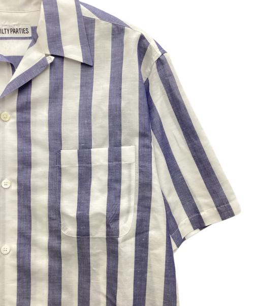 GUILTY PARTIES（ギルティーパーティーズ）GUILTY PARTIES (ギルティーパーティーズ) リネン混オープンカラーシャツ ホワイト×ブルー サイズ:Mの古着・服飾アイテム