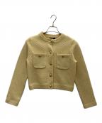 anuansアニュアンス）の古着「ノーカラーニットジャケット」｜ベージュ