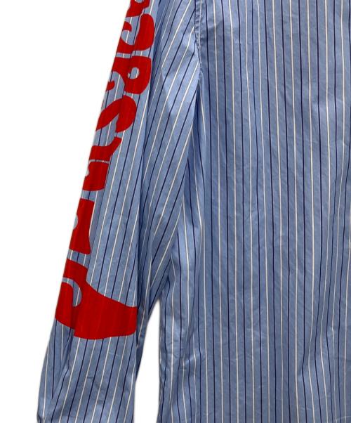 VERSACE（ヴェルサーチェ）VERSACE (ヴェルサーチェ) メデューサミュージックストライプロゴ長袖シャツ スカイブルー サイズ:44の古着・服飾アイテム