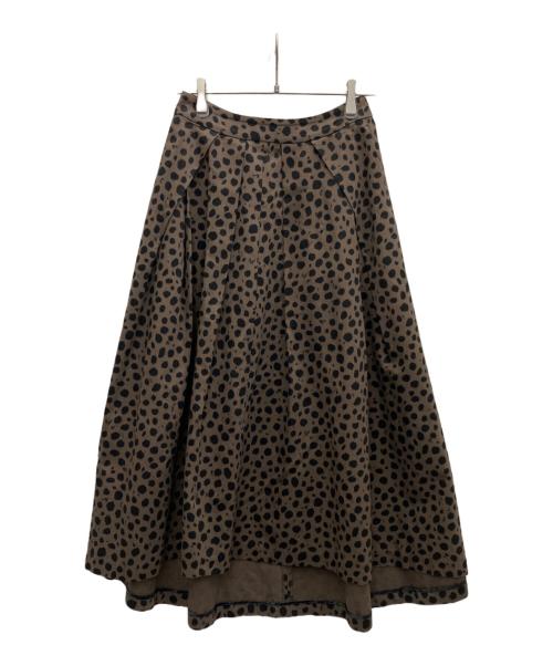 VERMEIL par iena（ヴェルメイユ パー イエナ）VERMEIL par iena (ヴェルメイユ パー イエナ) レオパード プリントタックフレアスカート ロング ブラウン×ブラック サイズ:SIZE36の古着・服飾アイテム