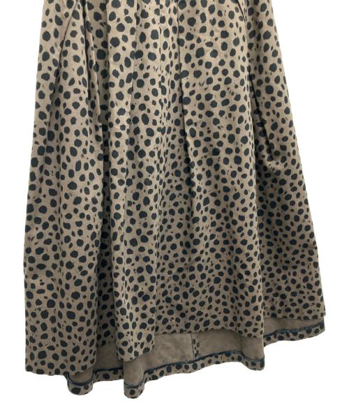 VERMEIL par iena（ヴェルメイユ パー イエナ）VERMEIL par iena (ヴェルメイユ パー イエナ) レオパード プリントタックフレアスカート ロング ブラウン×ブラック サイズ:SIZE36の古着・服飾アイテム