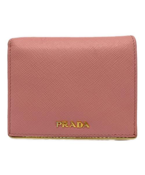 PRADA（プラダ）PRADA (プラダ) サフィアーノ 2つ折り財布 ピンクの古着・服飾アイテム