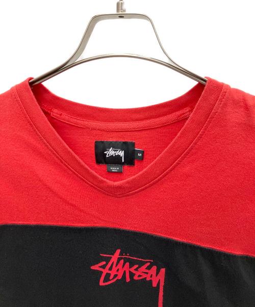 stussy（ステューシー）stussy (ステューシー) 半袖Tシャツ レッド×ブラック サイズ:Mの古着・服飾アイテム