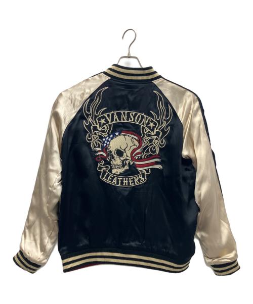 VANSON（バンソン）VANSON (バンソン) リバーシブルスカジャン ホワイト×ブラック×レッド サイズ:Lの古着・服飾アイテム