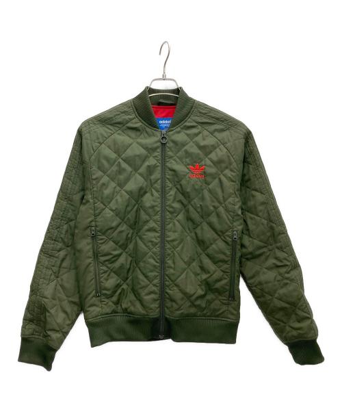 adidas Originals（アディダスオリジナル）adidas originals (アディダスオリジナル) キルティングジャケット カーキ×レッド サイズ:Mの古着・服飾アイテム