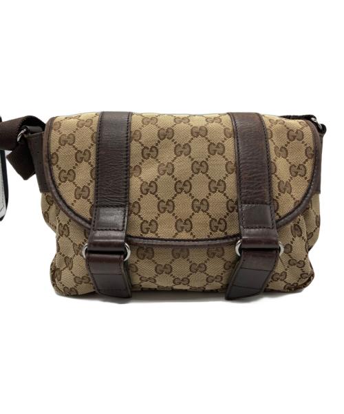 GUCCI（グッチ）GUCCI (グッチ) GGキャンバス ショルダーバッグ ブラウンの古着・服飾アイテム