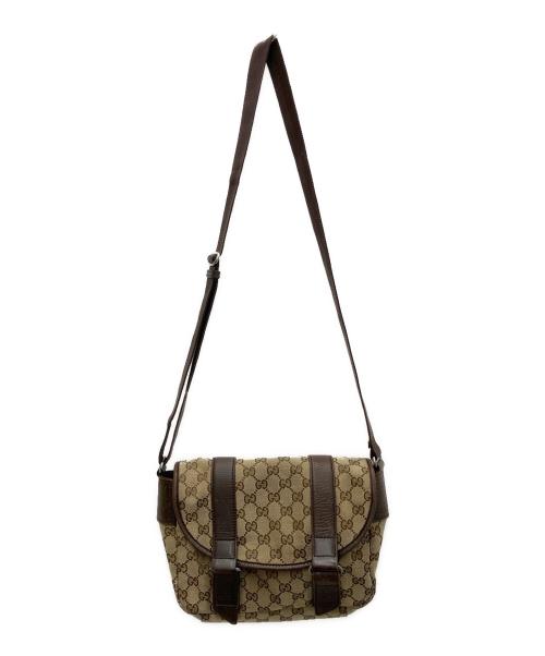 GUCCI（グッチ）GUCCI (グッチ) GGキャンバス ショルダーバッグ ブラウンの古着・服飾アイテム