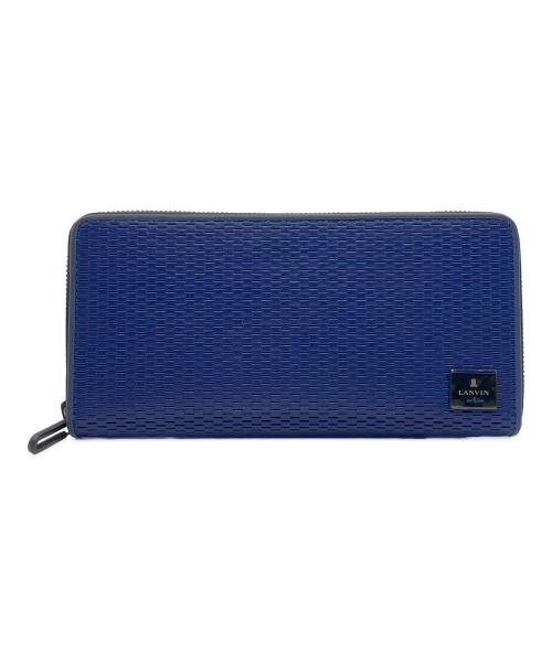 LANVIN en Bleu（ランバンオンブルー）LANVIN en Bleu (ランバンオンブルー) ラウンドファスナー長財布 ブルー×ブラックの古着・服飾アイテム