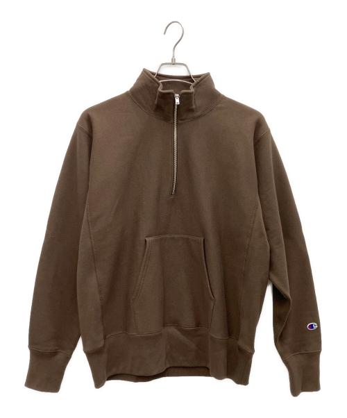 Champion（チャンピオン）Champion (チャンピオン) ハーフジップスウェット ブラウン サイズ:XLの古着・服飾アイテム
