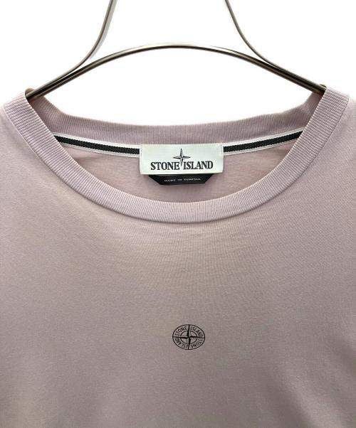 STONE ISLAND（ストーンアイランド）STONE ISLAND (ストーンアイランド) INSTITUTIONAL プリント クルーネック Tシャツ ピンク サイズ:Lの古着・服飾アイテム