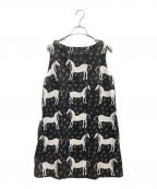 marimekkoマリメッコ）の古着「ノースリーブ・キャミソールワンピース」｜ブラック×ホワイト