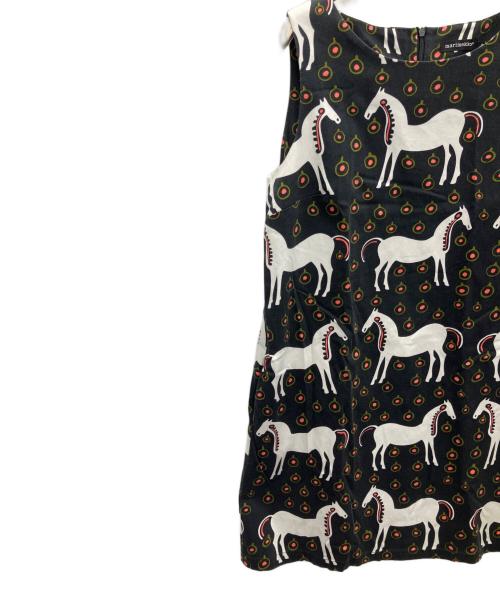 marimekko（マリメッコ）marimekko (マリメッコ) ノースリーブ・キャミソールワンピース ブラック×ホワイト サイズ:38の古着・服飾アイテム