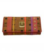 MCMエムシーエム）の古着「3つ折り長財布」｜ブラウン×ピンク