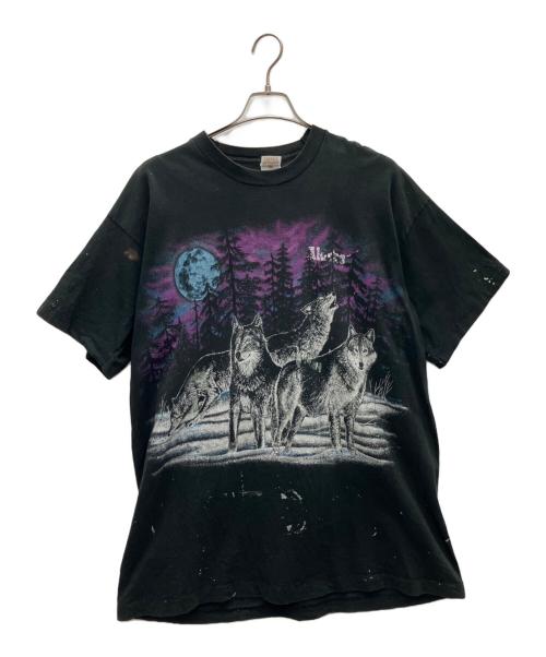 FRUIT OF THE LOOM（フルーツオブザルーム）FRUIT OF THE LOOM (フルーツオブザルーム) プリントTシャツ ブラック×パープル サイズ:XXLの古着・服飾アイテム