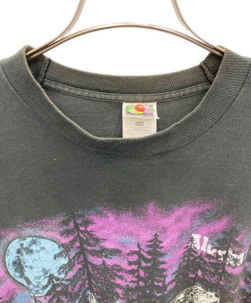 FRUIT OF THE LOOM（フルーツオブザルーム）FRUIT OF THE LOOM (フルーツオブザルーム) プリントTシャツ ブラック×パープル サイズ:XXLの古着・服飾アイテム