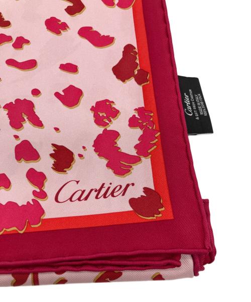 Cartier（カルティエ）Cartier (カルティエ) パンテール レオパード スカーフ レッド×ピンクの古着・服飾アイテム