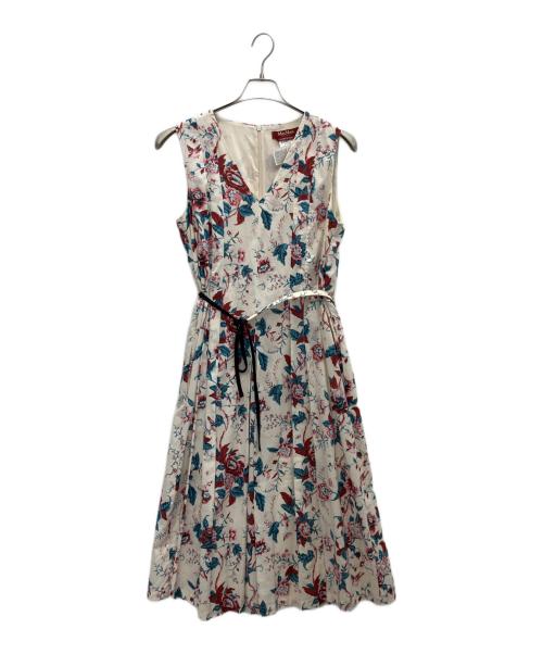 Max Mara Studio（マックスマーラ ストゥディオ）MAX MARA STUDIO (マックスマーラ ストゥディオ) ノースリーブ・キャミソールワンピース アイボリー×レッド サイズ:SIZE42の古着・服飾アイテム