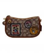 COACH×DISNEYコーチ×ディズニー）の古着「スウィンガー 20 シグネチャー テキスタイル ジャガードパッチ ショルダーバッグ」｜ブラウン