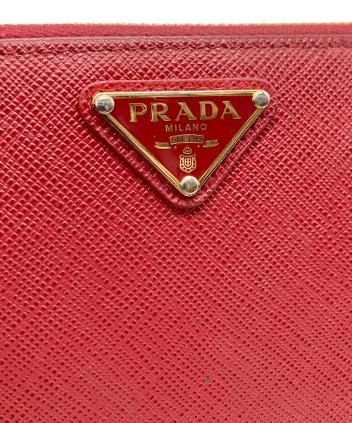 PRADA（プラダ）PRADA (プラダ) ラウンドファスナー長財布 レッドの古着・服飾アイテム