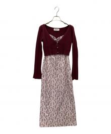 Lily Brown（リリーブラウン）の古着「ノースリーブ・キャミソールワンピース」｜ホワイト×レッド