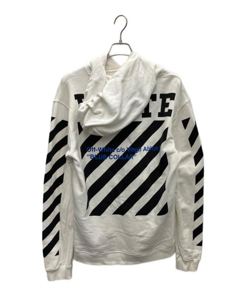 OFFWHITE（オフホワイト）OFFWHITE (オフホワイト) Blue Collar Hoodie ホワイト×ブラック サイズ:SIZE Lの古着・服飾アイテム