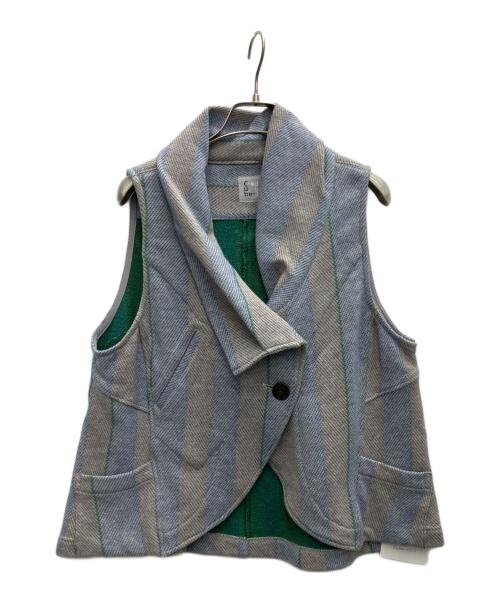 Cube-Cube（キューブ キューブ）Cube-Cube (キューブ キューブ) カリカリスーパー裏毛 ベスト ブルー×グレー サイズ:SIZE38 未使用品の古着・服飾アイテム