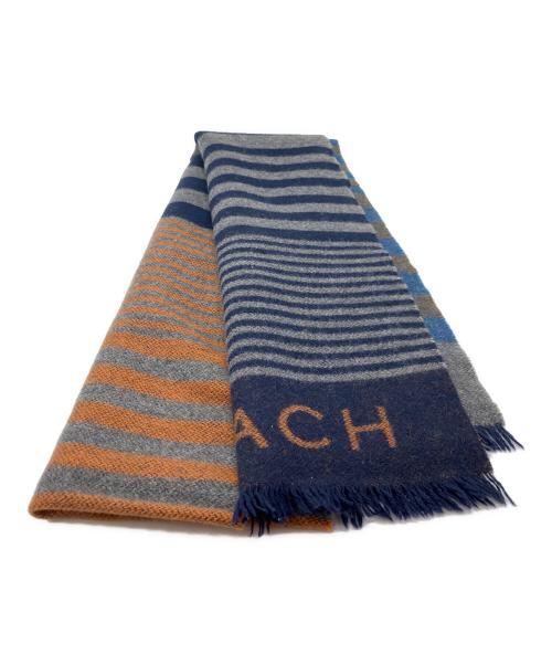 COACH（コーチ）COACH (コーチ) マフラー グレー×ネイビーの古着・服飾アイテム