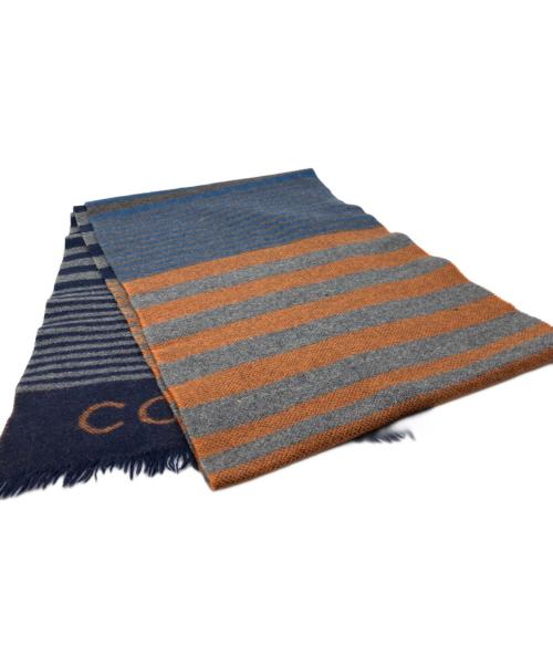 COACH（コーチ）COACH (コーチ) マフラー グレー×ネイビーの古着・服飾アイテム