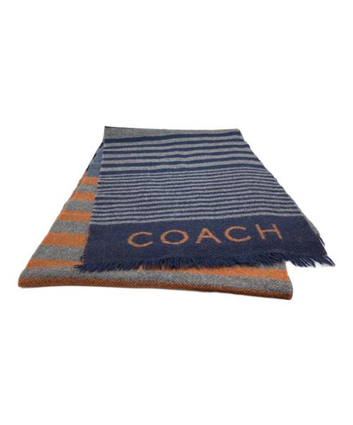 COACH（コーチ）COACH (コーチ) マフラー グレー×ネイビーの古着・服飾アイテム