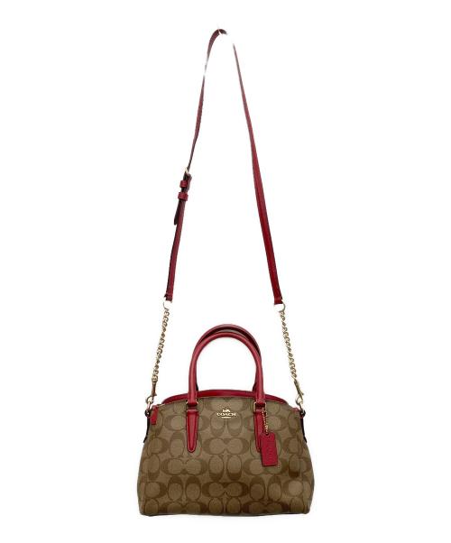 COACH（コーチ）COACH (コーチ) 2WAYショルダーバッグ ワインレッド×ブラウンの古着・服飾アイテム