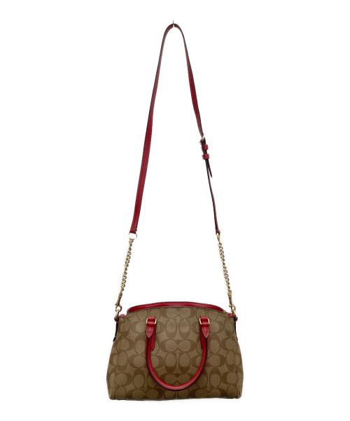 COACH（コーチ）COACH (コーチ) 2WAYショルダーバッグ ワインレッド×ブラウンの古着・服飾アイテム