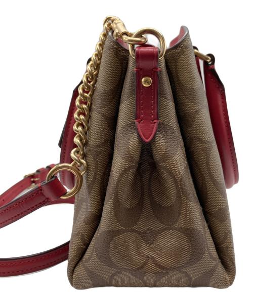 COACH（コーチ）COACH (コーチ) 2WAYショルダーバッグ ワインレッド×ブラウンの古着・服飾アイテム