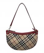 BURBERRY BLUE LABELバーバリーロンドンブルーレーベル）の古着「ワンショルダーバッグ」｜レッド×ベージュ