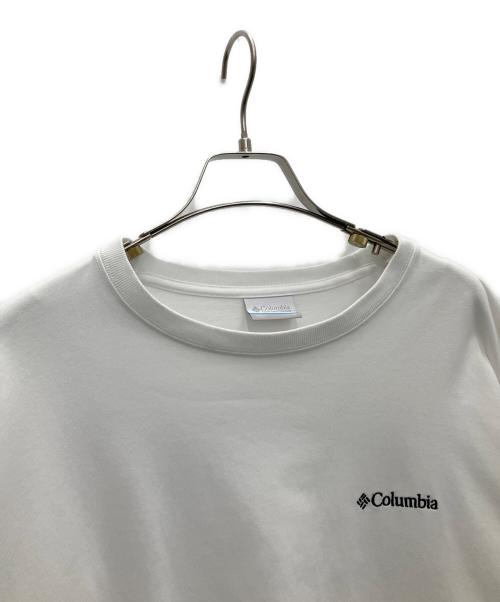 Columbia（コロンビア）Columbia (コロンビア) 長袖カットソー ホワイト×グリーン サイズ:Ｌの古着・服飾アイテム