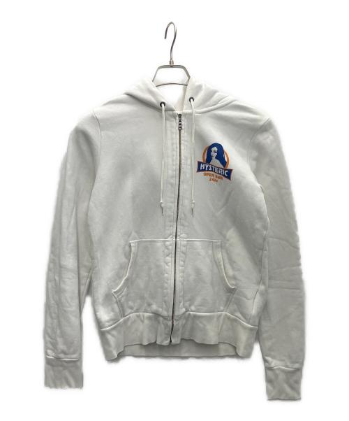 Hysteric Glamour（ヒステリックグラマー）Hysteric Glamour (ヒステリックグラマー) ジップパーカー ホワイト サイズ:Mの古着・服飾アイテム