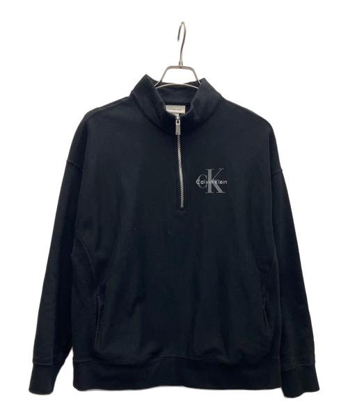 Calvin Klein Jeans（カルバンクラインジーンズ）Calvin Klein Jeans (カルバンクラインジーンズ) プレミアムテリーモノグラムスウェットプルオーバー ブラック サイズ:Sの古着・服飾アイテム
