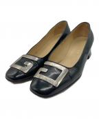 GUCCIグッチ）の古着「Gロゴスクエアトゥパンプス」｜ブラック