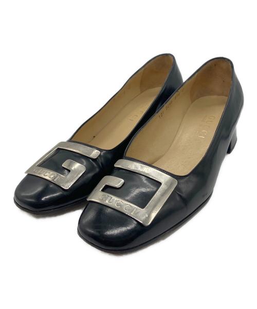 GUCCI（グッチ）GUCCI (グッチ) Gロゴスクエアトゥパンプス ブラック サイズ:37　1/2Cの古着・服飾アイテム