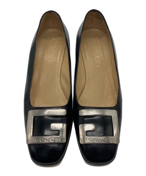 GUCCI（グッチ）GUCCI (グッチ) Gロゴスクエアトゥパンプス ブラック サイズ:37　1/2Cの古着・服飾アイテム