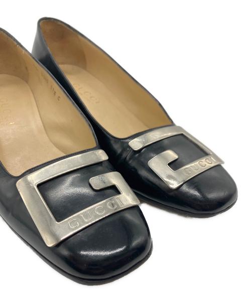 GUCCI（グッチ）GUCCI (グッチ) Gロゴスクエアトゥパンプス ブラック サイズ:37　1/2Cの古着・服飾アイテム