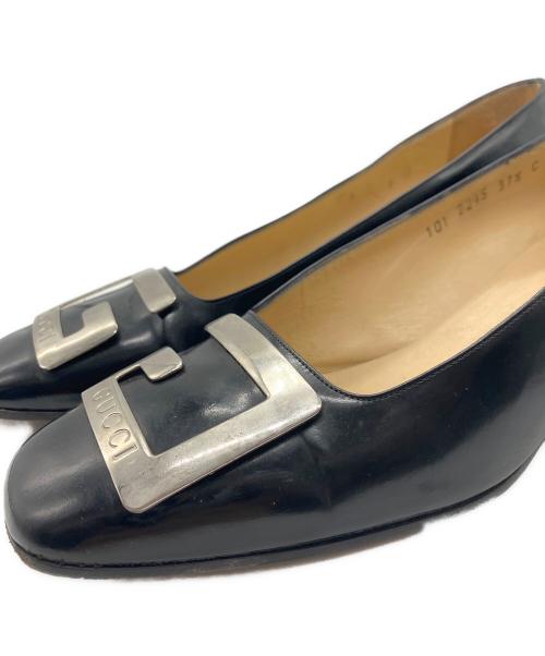 GUCCI（グッチ）GUCCI (グッチ) Gロゴスクエアトゥパンプス ブラック サイズ:37　1/2Cの古着・服飾アイテム